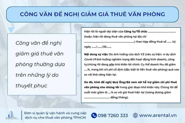 Công văn đề nghị giảm giá thuê văn phòng thường dựa trên những lý do thuyết phục.