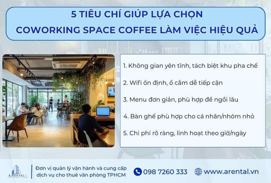 5 tiêu chí lựa chọn coworking space coffee làm việc hiệu quả.