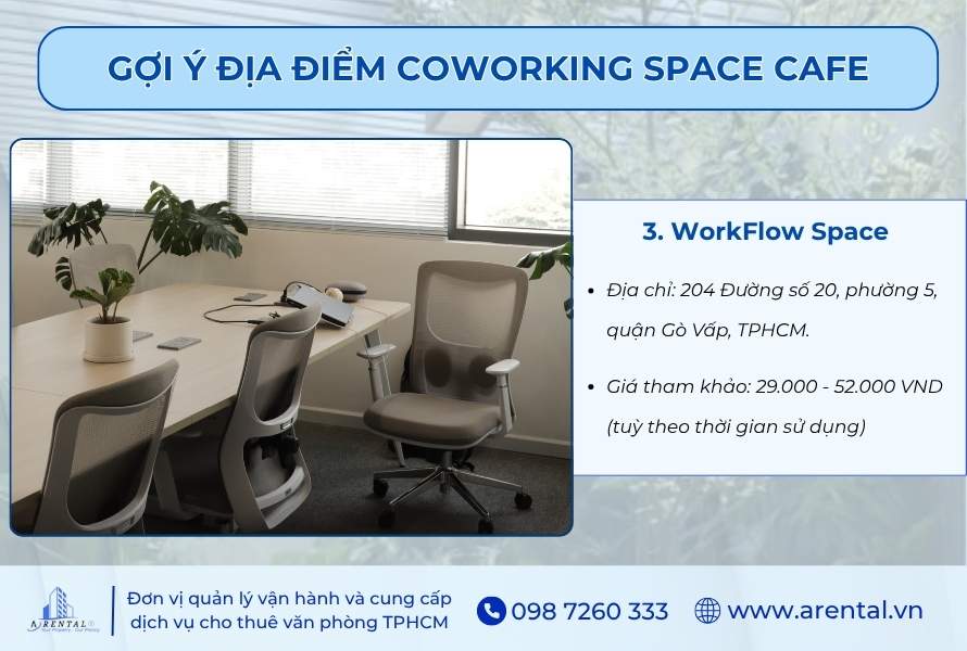 Không gian coworking space cafe tại WorkFlow Space - Quận 2.