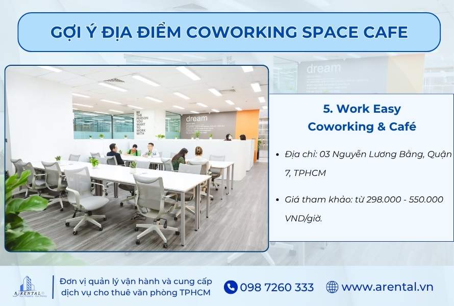Mô hình coworking space cafe tại Work Easy.