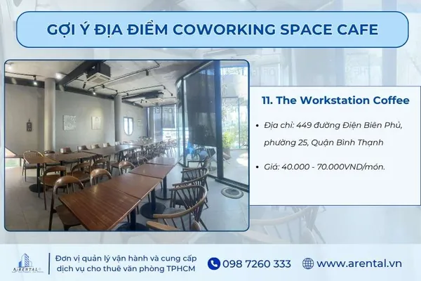 The Workstation Coffee cung cấp chỗ ngồi làm việc với không gian mở.