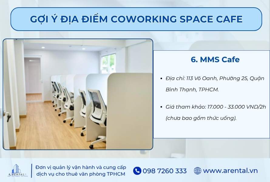 Thông tin dịch vụ coworking space cafe tại MMS Cafe.