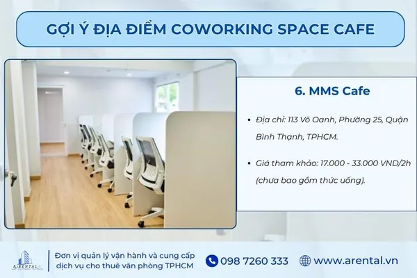 Thông tin dịch vụ coworking space cafe tại MMS Cafe.