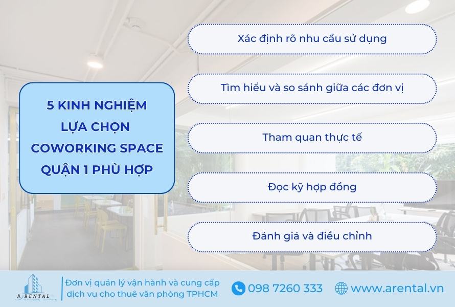 Kinh nghiệm để lựa chọn cowoking space Quận 1 phù hợp.