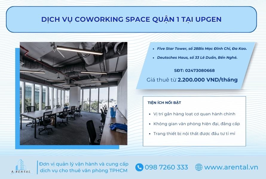 Dịch vụ coworking space Quận 1 tại Upgen.