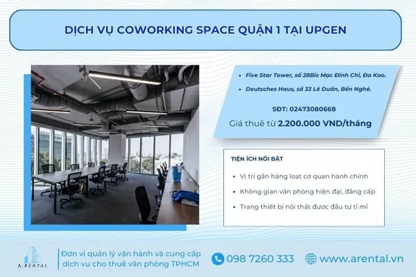 Dịch vụ coworking space Quận 1 tại Upgen.
