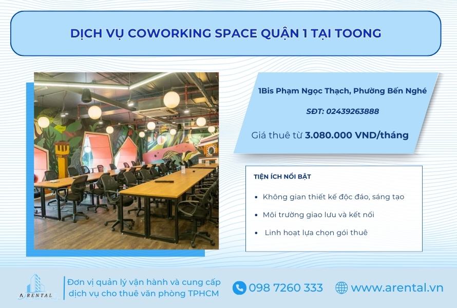 Thuê coworking space Quận 1 tại Toong.