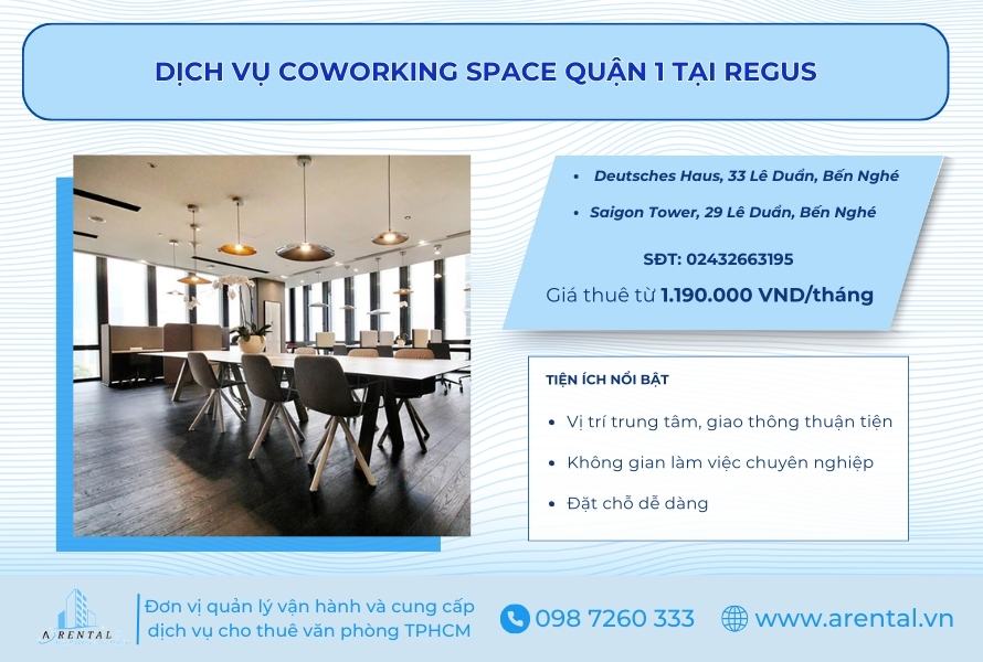 Đơn vị cho thuê coworking space uy tín Quận 1 - Regus.