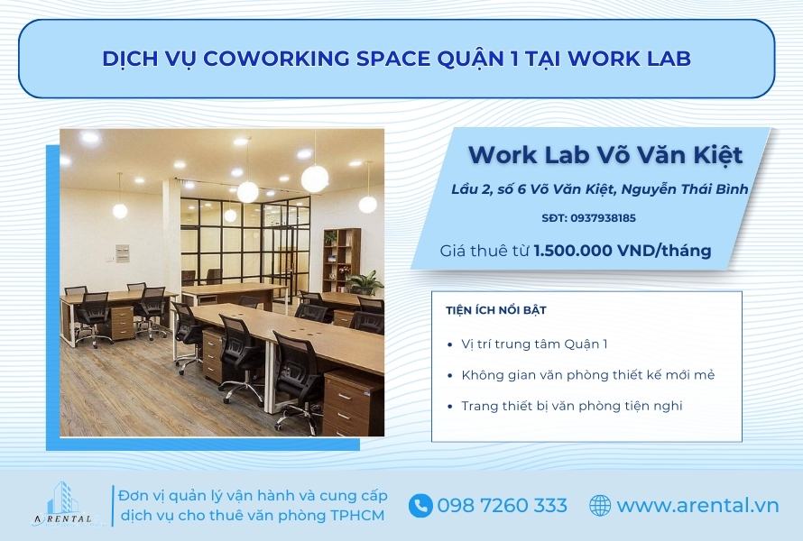 Dịch vụ coworking space Quận 1 tại Work Lab.