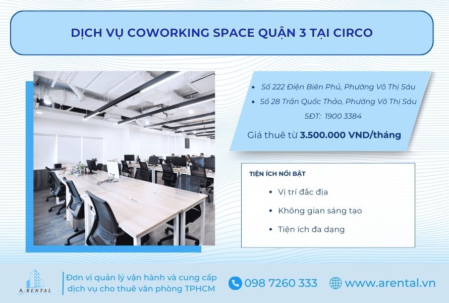 Dịch vụ Coworking Space Quận 3 Tại Circo.