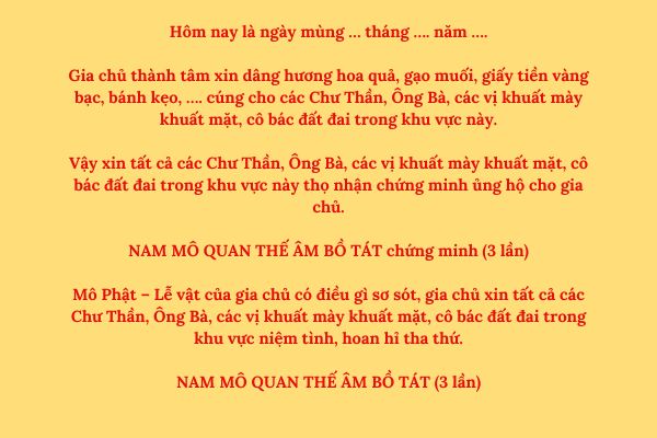 Văn khấn cúng đất đai