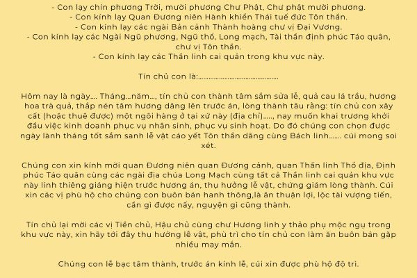 Bài văn khấn cúng khai trương