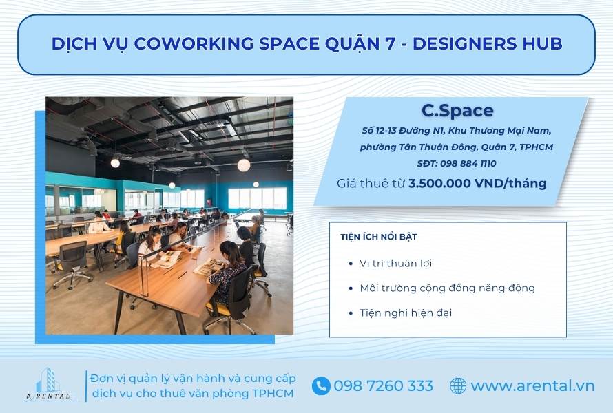 Coworking space quận 7 tại Designers Hub.