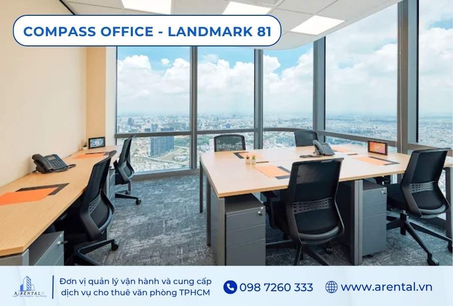 Compass Office sở hữu dịch vụ cho thuê coworking space hạng A với tầm view ôm trọn thành phố