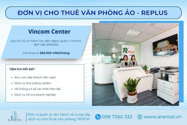 Cho thuê văn phòng ảo quận 1 tại Replus Saigon Center Tower 2. 