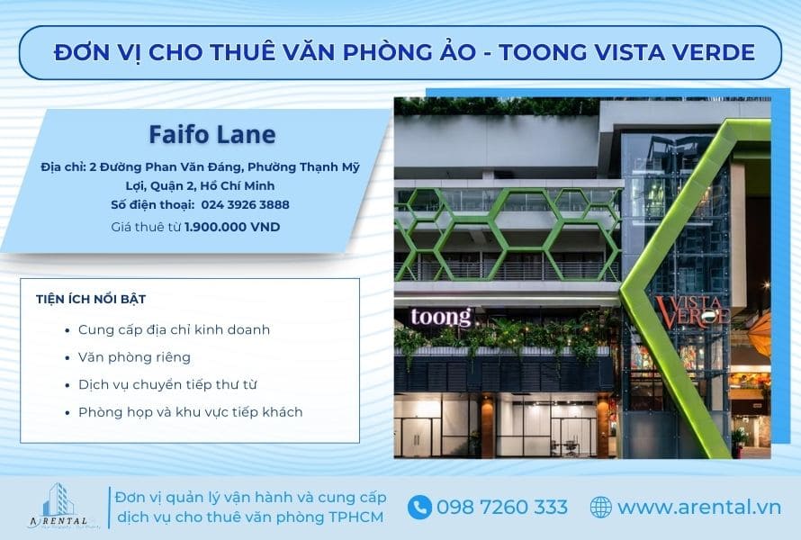 Thông tin về đơn vị cho thuê văn phòng ảo Quận 2 - Toong Vista Verde.