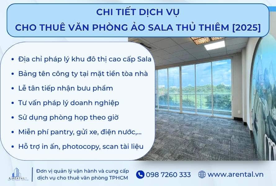 Tiện ích nổi bật tại văn phòng ảo khu đô thị Sala do Arental Vietnam cung cấp.
