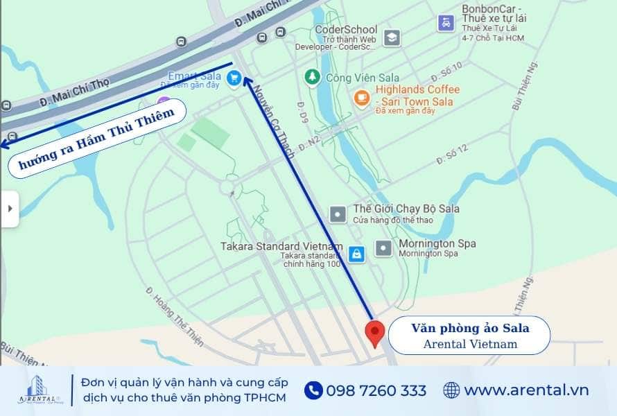 Vị trí tọa lạc của văn phòng ảo Sala Thủ Thiêm.