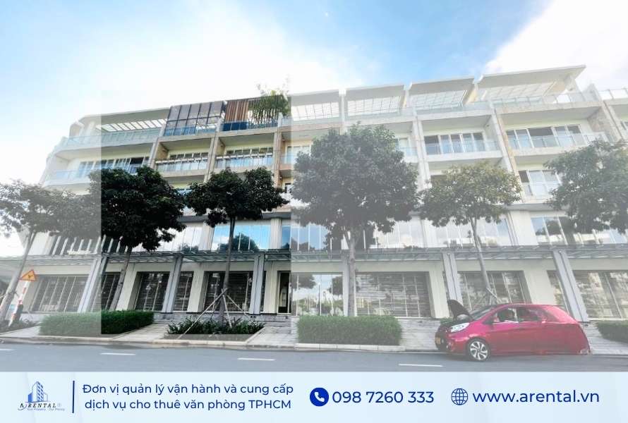 Ảnh chụp mặt tiền văn phòng cho thuê khu Sala (Quận 2 cũ) tại đường Nguyễn Cơ Thạch.