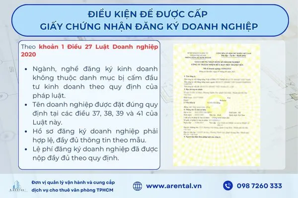 Điều kiện để được cấp giấy chứng nhận đăng ký doanh nghiệp.