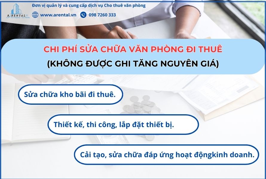 3 chi phí không được ghi tăng nguyên giá.