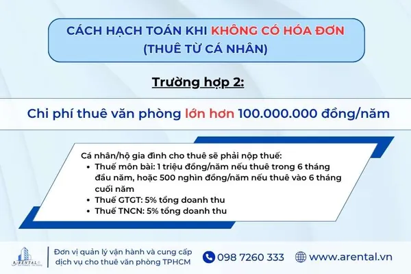 Cách hạch toán chi phí thuê văn phòng trên 100 triệu/năm.