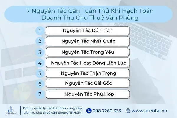 7 nguyên tắc cần tuân thủ khi hạch toán doanh thu cho thuê văn phòng.