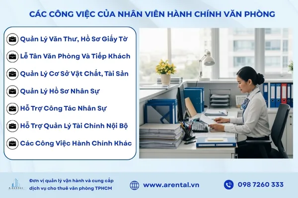 Các công việc của nhân viên hành chính văn phòng.