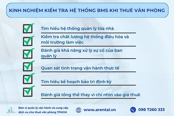 Kinh nghiệm kiểm tra hệ thống BMS khi thuê văn phòng.