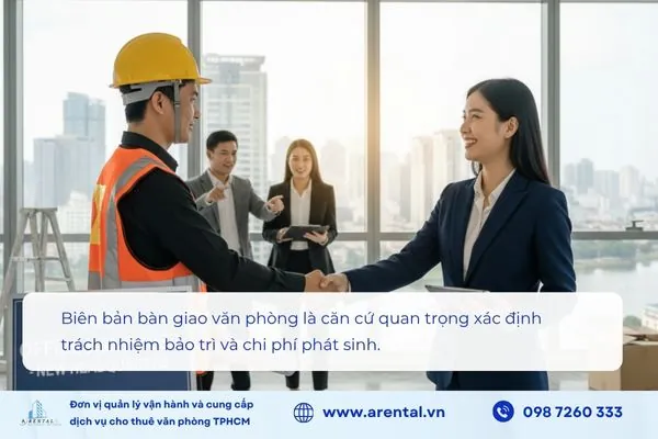 Tiến hành bàn giao mặt bằng văn phòng khi đã đầy đủ hồ sơ và thủ tục pháp lý