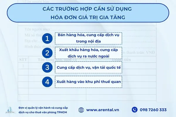 Các trường hợp cần sử dụng hóa đơn giá trị gia tăng.