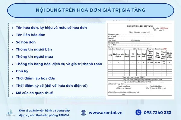 Các thông tin của hóa đơn giá trị gia tăng.