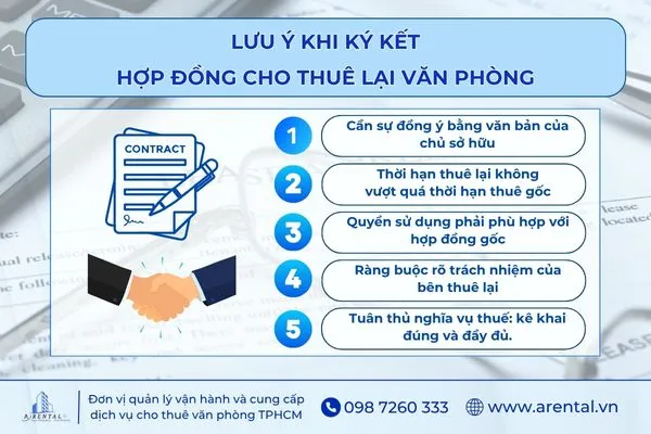 Lưu ý cần nắm khi ký kết hợp đồng cho thuê lại văn phòng.