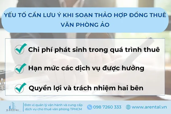 Yếu tố cần lưu ý khi soạn thảo hợp đồng thuê văn phòng ảo.