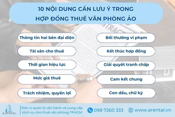 10 nội dung quan trọng cần lưu ý trong hợp đồng thuê văn phòng ảo.