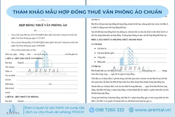 Mẫu hợp đồng thuê văn phòng ảo chuẩn - Arental Vietnam.