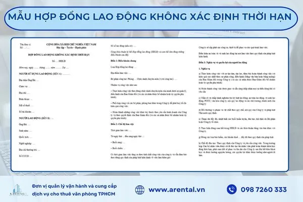 Mẫu hợp đồng lao động không xác định thời hạn.