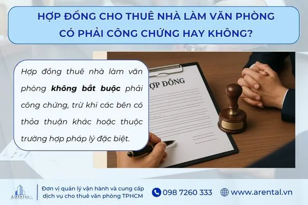 Mẫu hợp đồng cho thuê nhà làm văn phòng không bắt buộc phải công chứng.