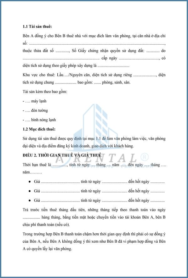 Mẫu hợp đồng cho thuê nhà làm văn phòng - Hình 2.