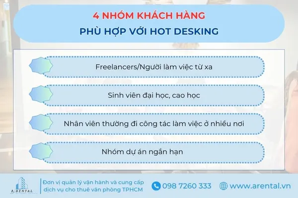 4 nhóm khách hàng phù hợp sử dụng hot desking.