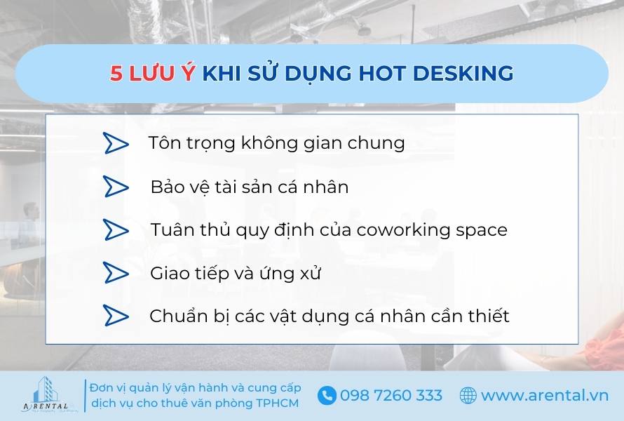 5 điều cần chú ý khi sử dụng dịch vụ cho thuê chỗ ngồi làm việc linh hoạt.