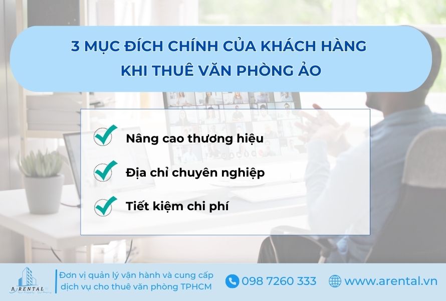 3 mục đích chính của khách hàng khi thuê văn phòng ảo.