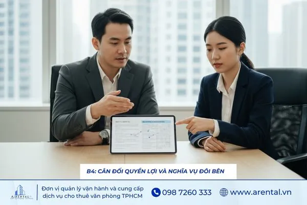 Cân đối quyền lợi và nghĩa vụ đôi bên để đạt thỏa thuận khi đàm phán.