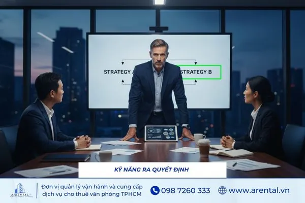 Hình ảnh nhà lãnh đạo đang đưa ra quyết định chiến lược