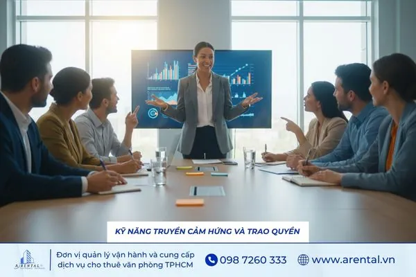 Nhà lãnh đạo đang truyền cảm hứng và trao quyền cho nhân viên