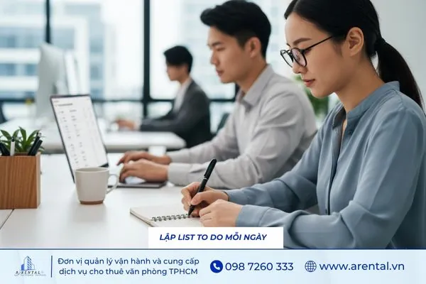 Nhân viên sử dụng to-do list để theo dõi tiến độ và quản lý thời gian hiệu quả.
