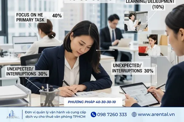Phân chia thời lượng theo tỷ lệ 40-30-20-10 để giữ nhịp cân bằng work-life.