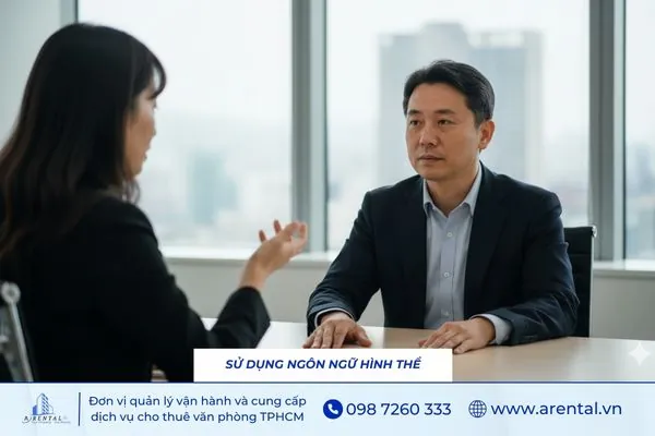 Sử dụng ngôn ngữ hình thể để truyền đạt ý tưởng khi thuyết phục.