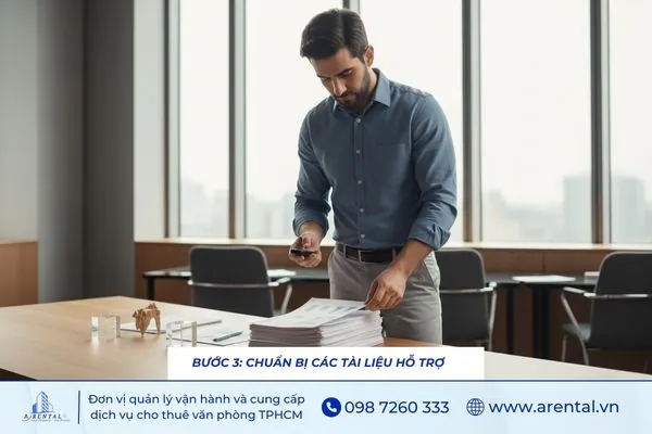 Bước chuẩn bị các tài liệu hỗ trợ để buổi thuyết trình diễn ra suôn sẻ.