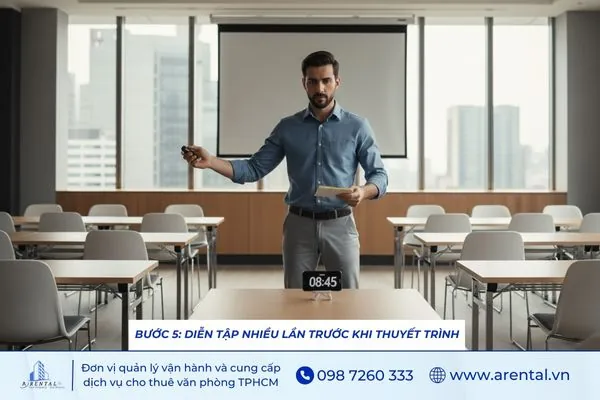 Diễn tập nhiều lần trước khi thuyết trình để tự tin và kiểm soát thời lượng.